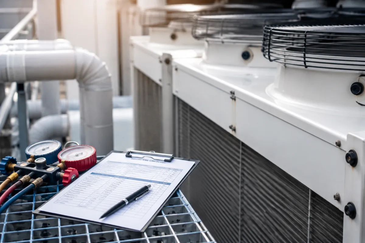 Technicien réalisant l’audit de performance d’un dry cooler