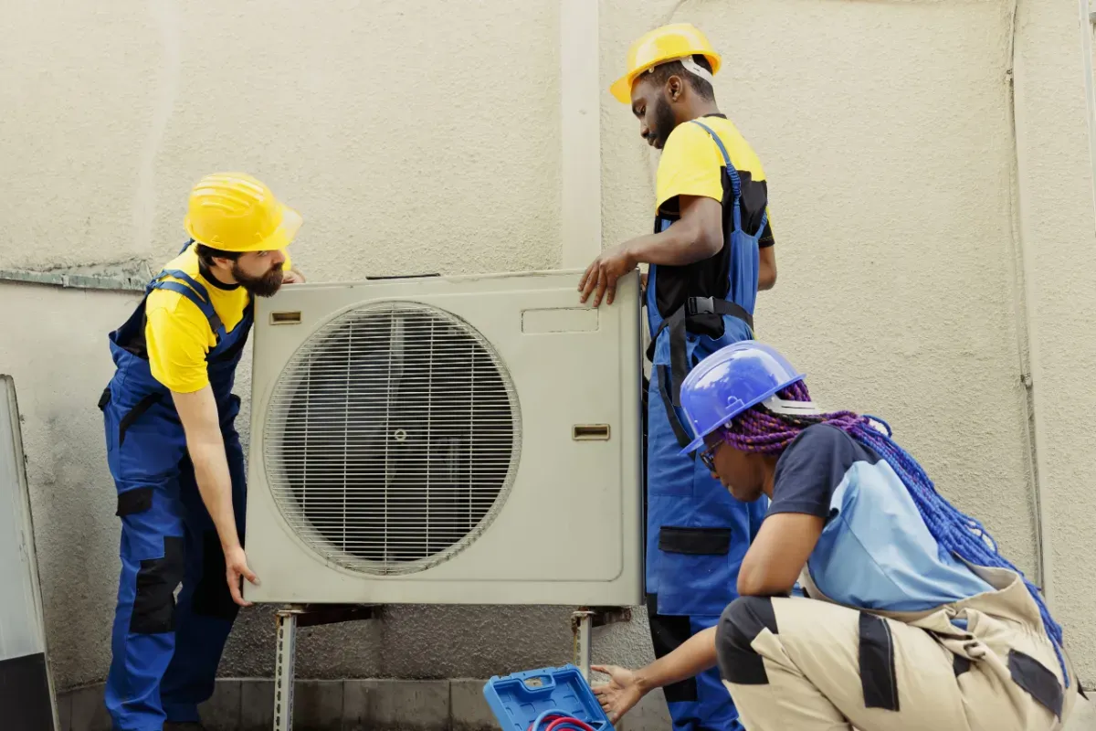 équipe technique réalisant un contrôle visuel sur une installation d’aéroréfrigérant